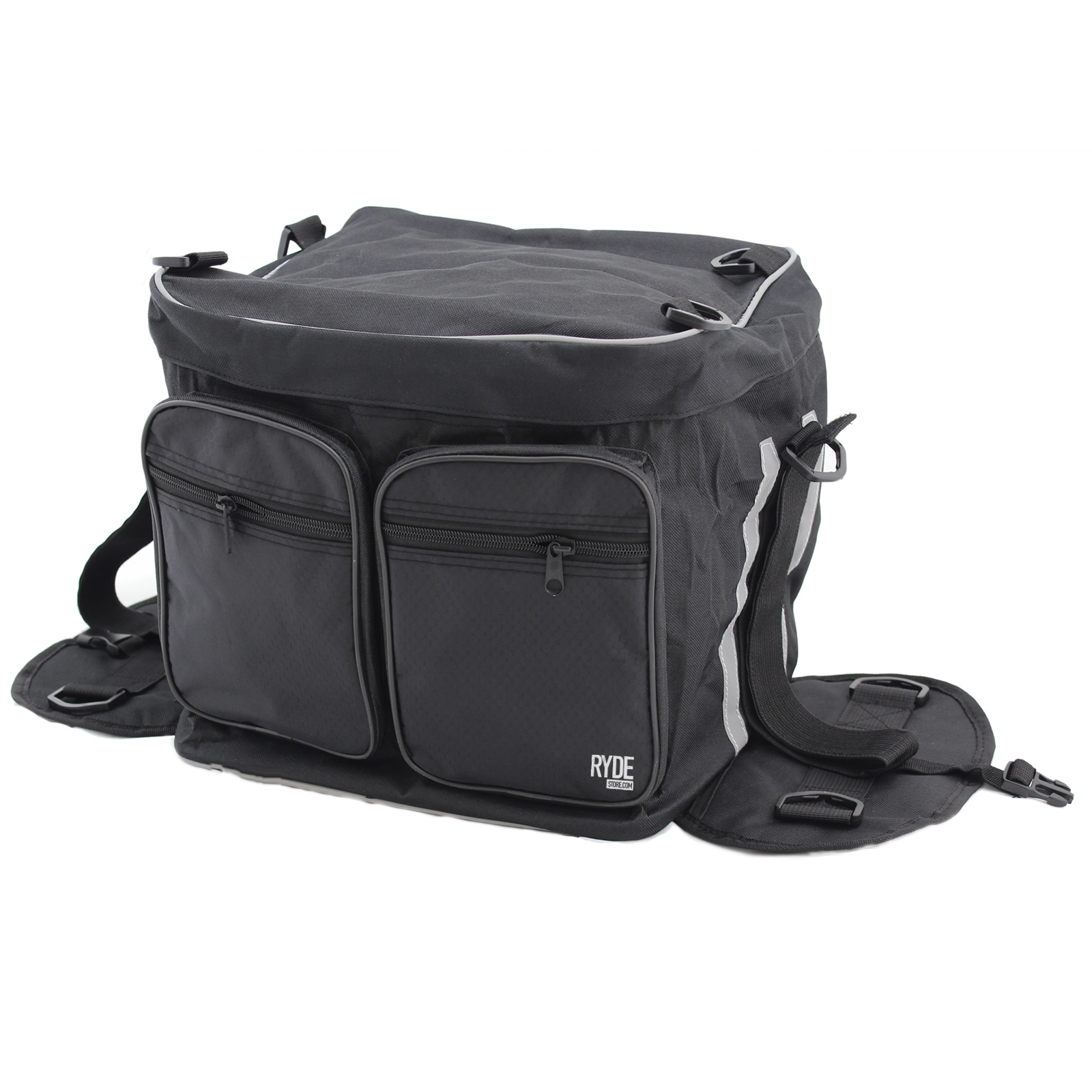 MOTORCYCLE LARGE REAR CARRY BAG ZIPPER POCKETS MOTORBIKE LUGGAGE TAIL